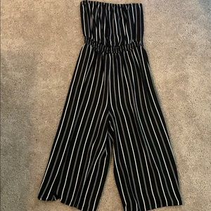 black and white strapless romper
